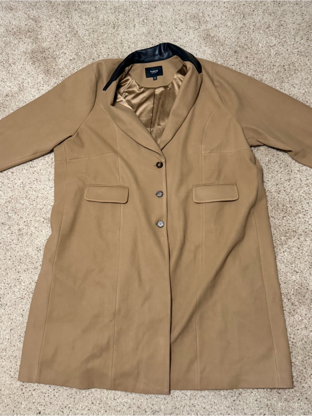 Torrid faux leather camel coat (size 5x)